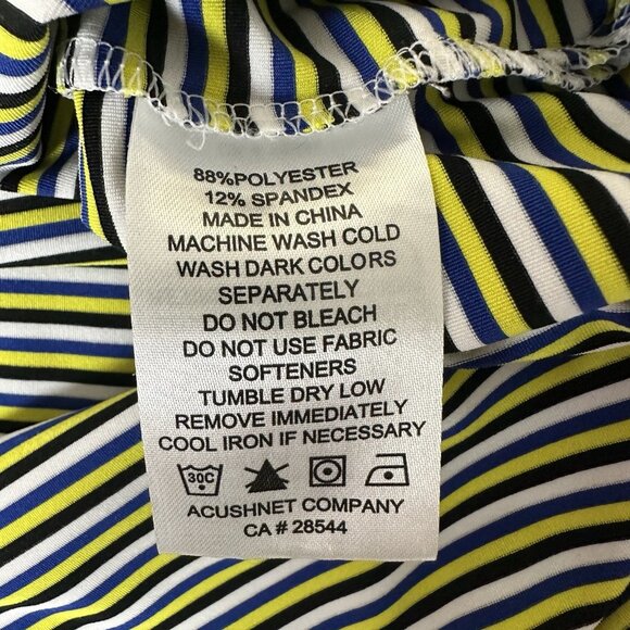 Footjoy Polo Shirt Mens Large Yellow Striped Golf Performance Short Sleeve Adult - Picture 3 of 7